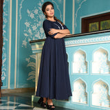 Scallop Blue Crepe Dress