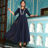 Scallop Blue Crepe Dress