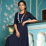 Scallop Blue Crepe Dress