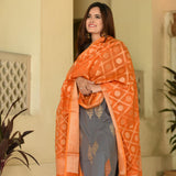 Orange Grey Suit Set