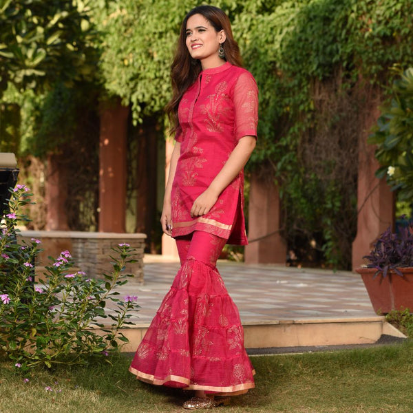 Pink Kota Sharara Set