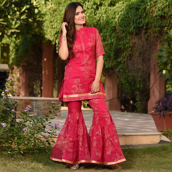 Pink Kota Sharara Set