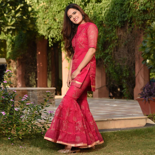 Pink Kota Sharara Set