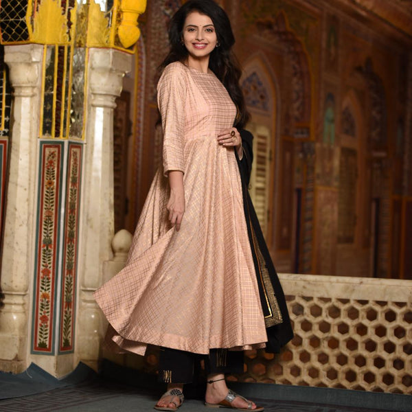 Peachish Black Suit Set