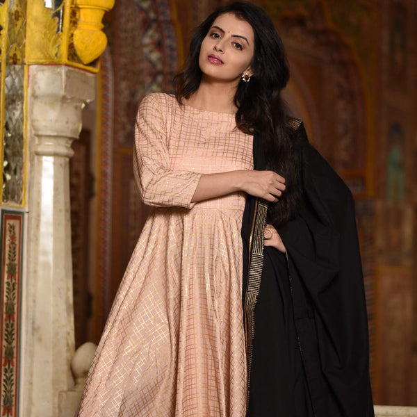 Peachish Black Suit Set