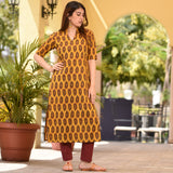 Tangerine Cotton Kurta Set