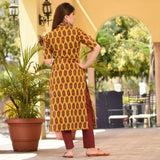 Tangerine Cotton Kurta Set