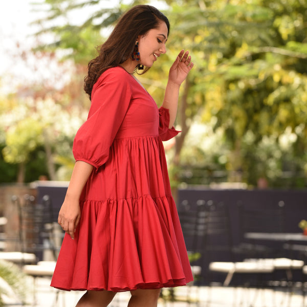 Exotic Red Cotton Dress