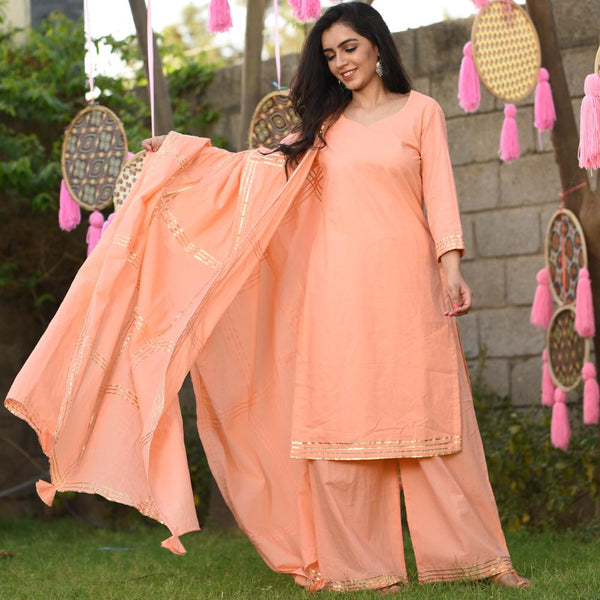 Apricot Cotton Suit Set