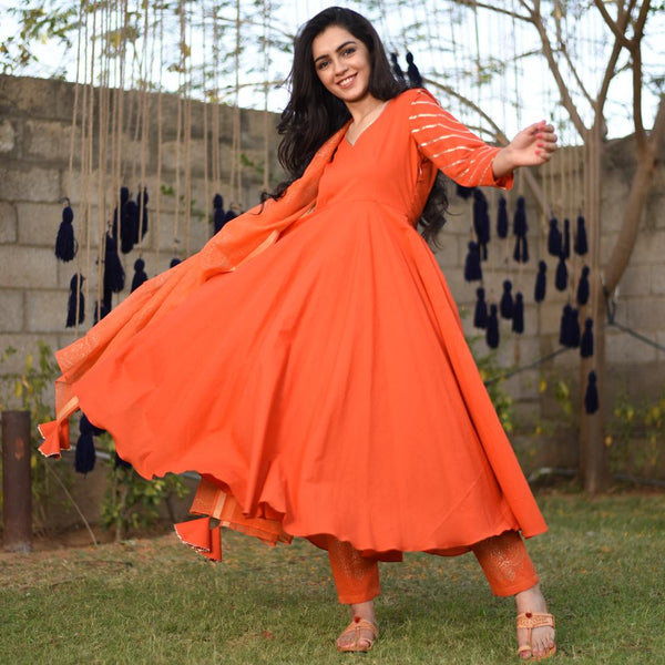 Orange Doriya Suit Set