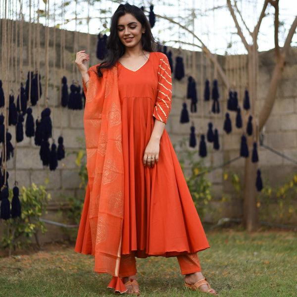 Orange Doriya Suit Set