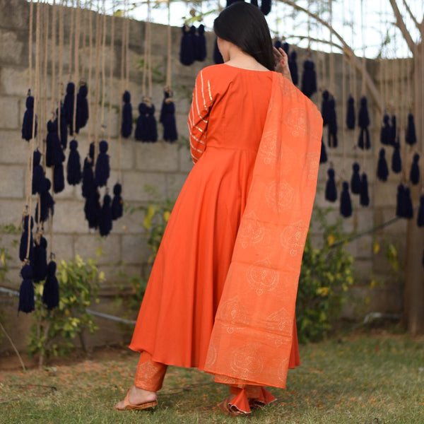 Orange Doriya Suit Set