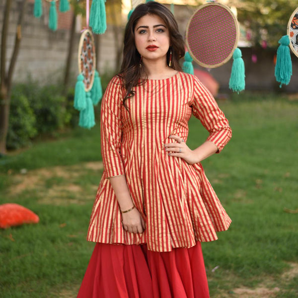 Stripes Flare Pants Set