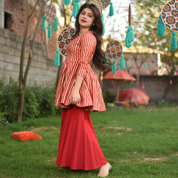 Stripes Flare Pants Set