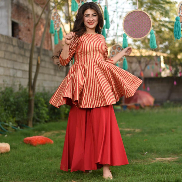 Stripes Flare Pants Set