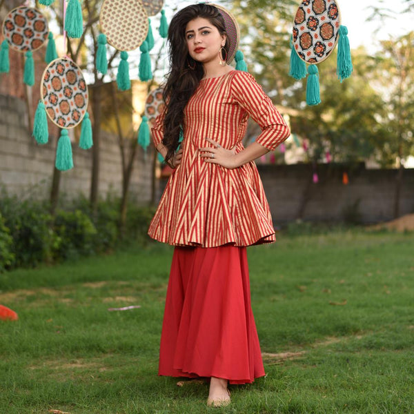 Stripes Flare Pants Set
