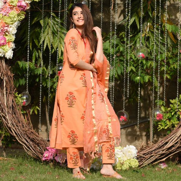 Peachy Cotton Suit Set