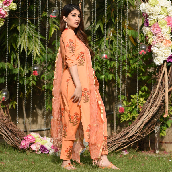 Peachy Cotton Suit Set