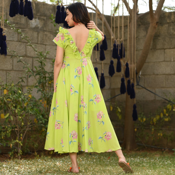 Ruffles Wrap Cotton Dress