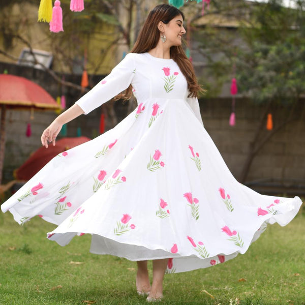 Two Flower Handpainted Dress