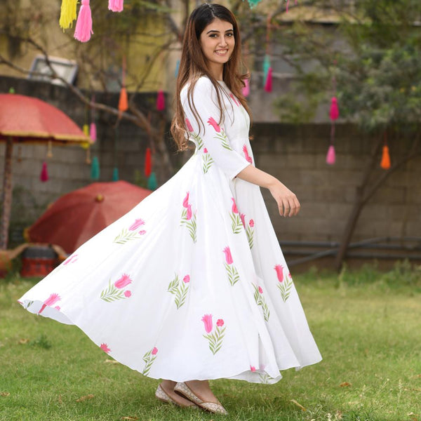 Two Flower Handpainted Dress