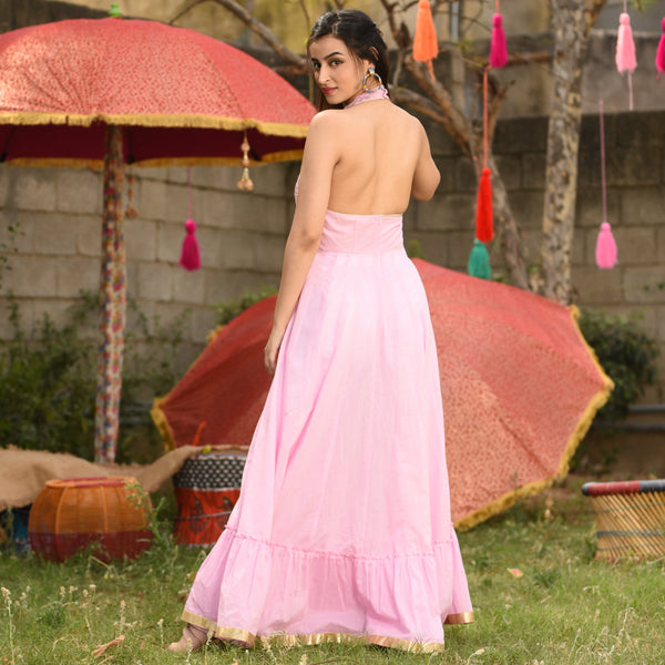 Blush Halter Cotton Dress