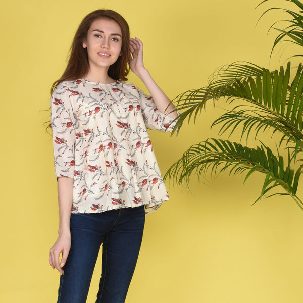 Floral Pleated Top