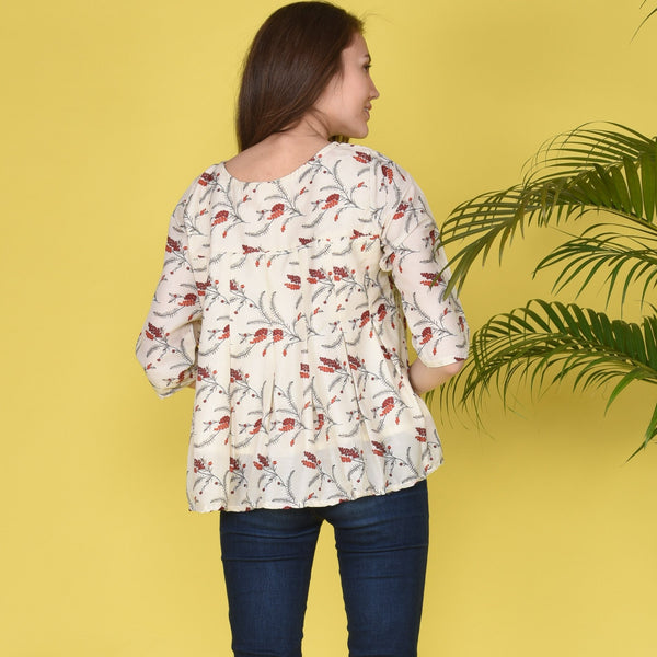 Floral Pleated Top