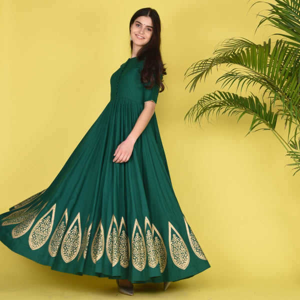 Green Kalidar Dress & Potli