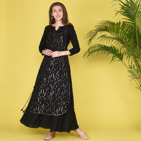 Sequin Black Kurta Set