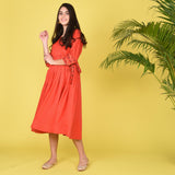 Red Short Crepe Dress