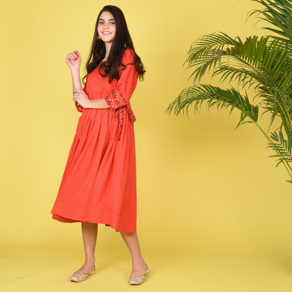 Red Short Crepe Dress