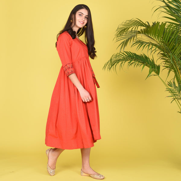 Red Short Crepe Dress