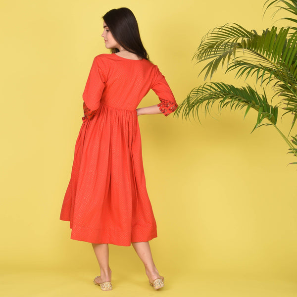 Red Short Crepe Dress