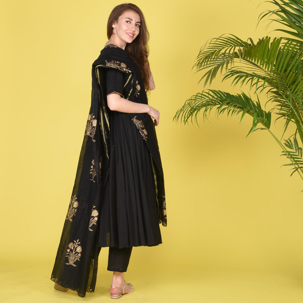 Black Suit & Chanderi Dupatta