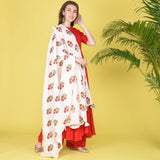 Red Plain Tassels Dupatta