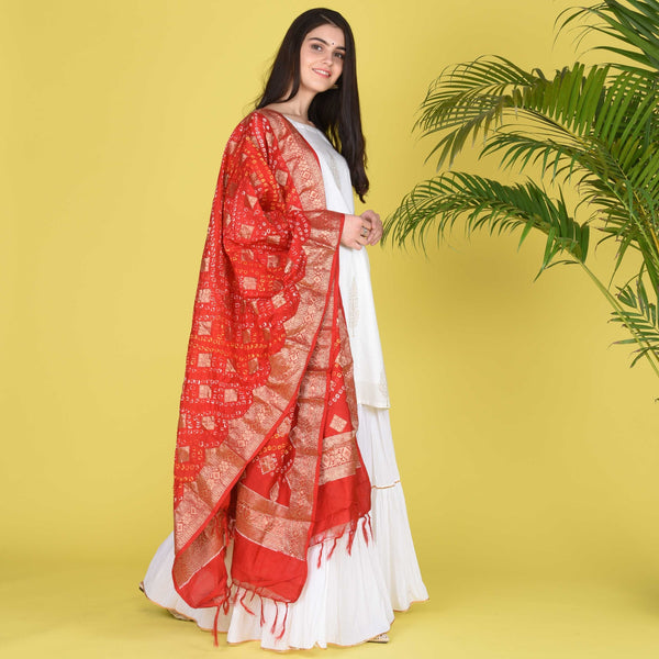 White Sharara With Bandhani