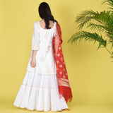 White Sharara With Bandhani