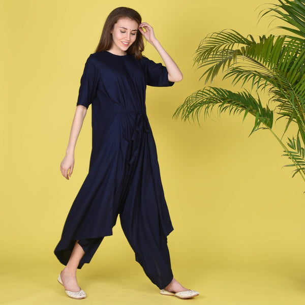 Blue Tie DropCrotch Jumpsuit