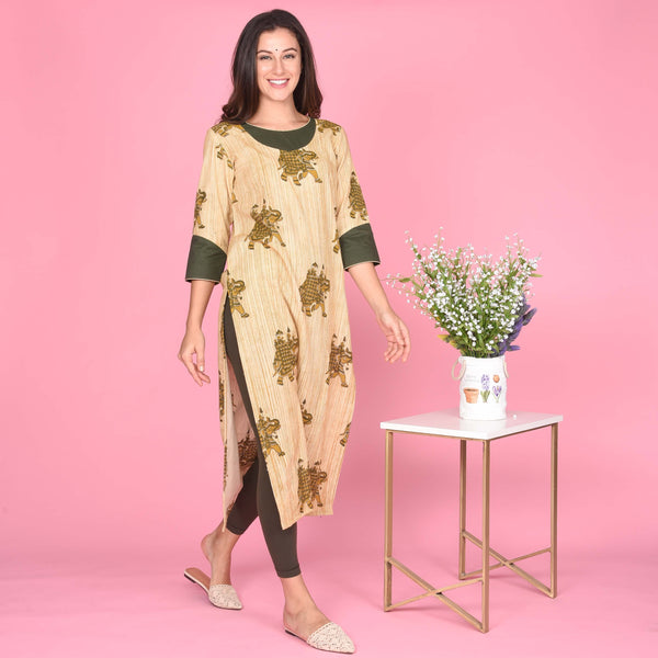 Elephant Thread Work Kurta