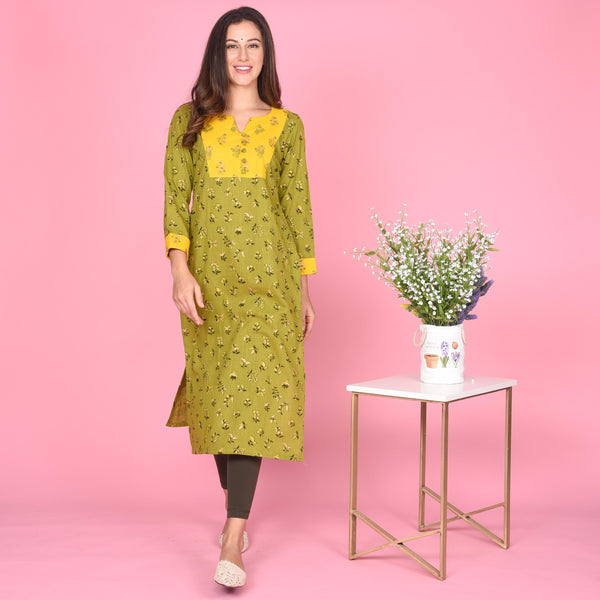 Yellow & Green Kurta
