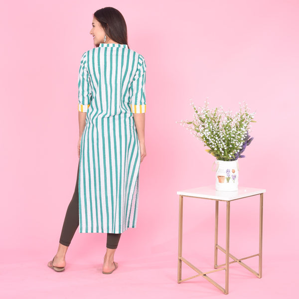 Bella Aqua Cotton Kurta
