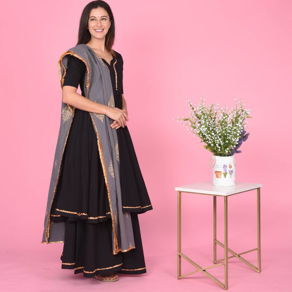 Black Grey Bijiya Suit