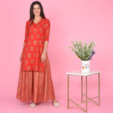 Red Stripes Kurta Set