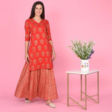 Red Stripes Kurta Set