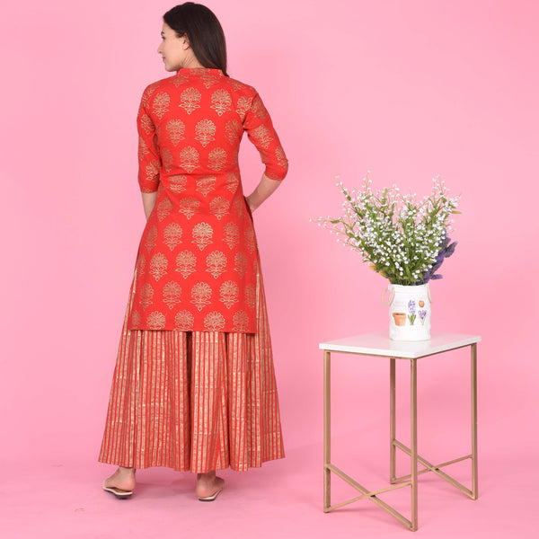 Red Stripes Kurta Set