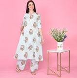 Peacock Print Kurta Set