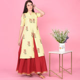 Yellow Red Kurta Skirt