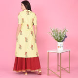 Yellow Red Kurta Skirt