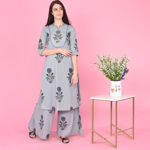 Blue Grey Kurta Set